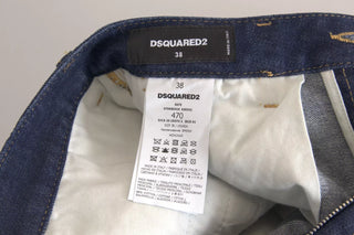 Blaue High Waist Baumwoll Cargo Baggy Jeans