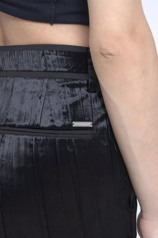 Schwarze Super-Schlaghose aus Viskose mit hoher Taille