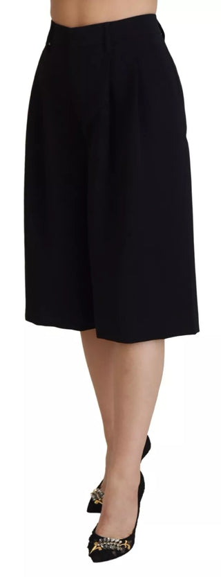 Schwarze hochgeschnittene weite Cropped-Hose