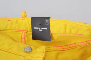 Gelbe Jennifer Jeans aus Baumwolle mit niedriger Leibhöhe und verkürztem Schnitt