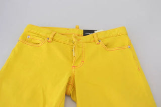 Gelbe Jennifer Jeans aus Baumwolle mit niedriger Leibhöhe und verkürztem Schnitt