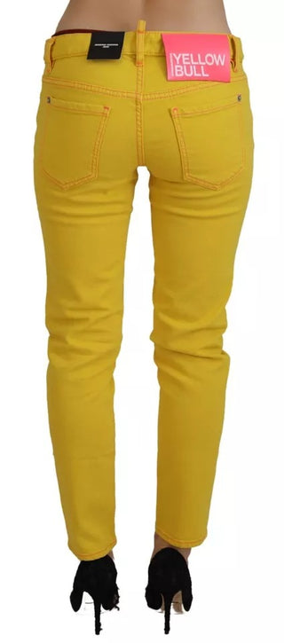 Gelbe Jennifer Jeans aus Baumwolle mit niedriger Leibhöhe und verkürztem Schnitt