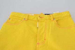 Gelbe Baumwoll-Jeans Boston mit hoher Taille und geradem Bein