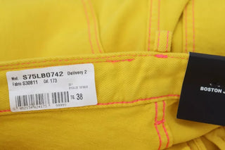 Gelbe Baumwoll-Jeans Boston mit hoher Taille und geradem Bein
