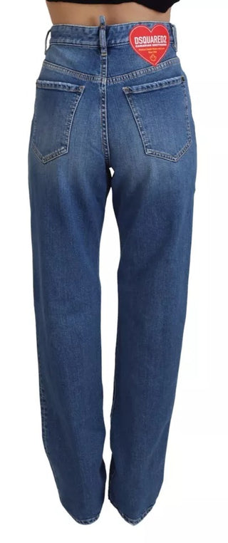 Blaue Used High Waist Straight Jeans