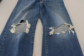 Blaue Used High Waist Straight Jeans