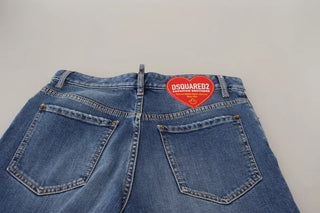 Blaue Used High Waist Straight Jeans
