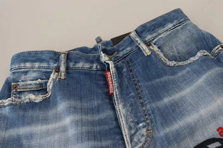 Blaue ausgewaschene High Waist Straight Denim Boston Jeans