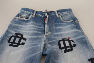 Blaue ausgewaschene High Waist Straight Denim Boston Jeans