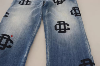 Blaue ausgewaschene High Waist Straight Denim Boston Jeans