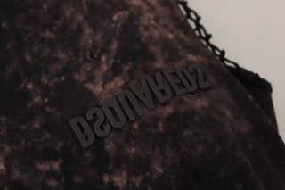 Schwarzes Batik-Mesh-Langarm-Kleid aus Baumwolle
