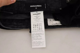 Schwarzer Distressed A-Linien-Minirock aus Denim mit mittlerer Bundhöhe