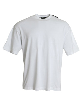 Rundhals-T-Shirt aus cremefarbener Baumwolle