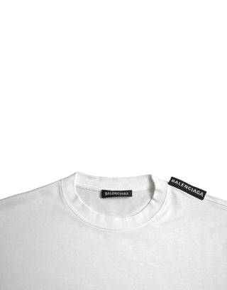 Rundhals-T-Shirt aus cremefarbener Baumwolle