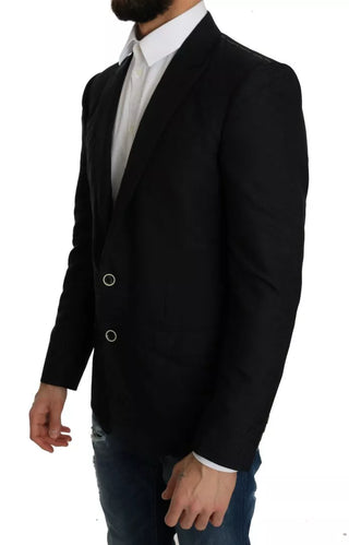 Blazer ajustado azul jacquard con estampado floral