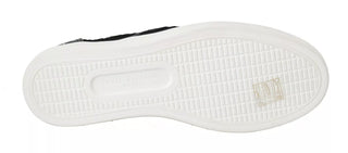 Schwarze Slip-On Sneaker aus Leder mit Spitzenlogo