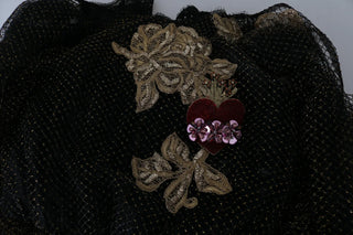 Schwarzes Gold Kristall Herz A-Linien-Kleid