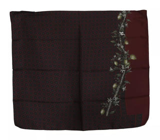Bordeaux Damenschal aus 100 % Seide mit Blumenmuster