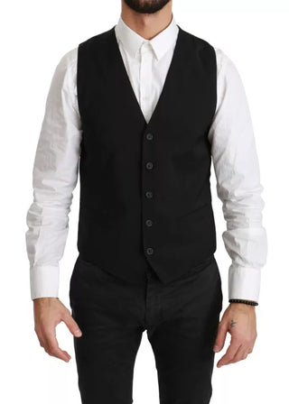 Schwarze Weste aus Wollstretch für formelle Anlässe