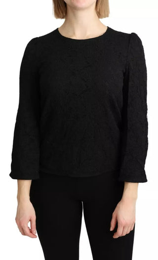 Blusa negra de encaje con mangas largas STAFF