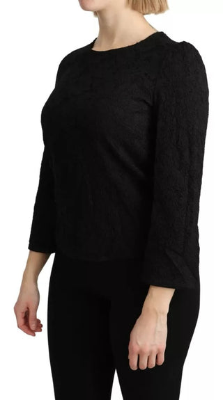 Blusa negra de encaje con mangas largas STAFF
