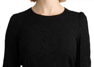 Blusa negra de encaje con mangas largas STAFF