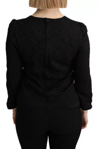 Blusa negra de encaje con mangas largas STAFF