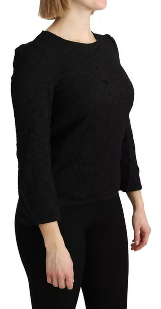 Blusa negra de encaje con mangas largas STAFF