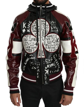 Schwarze Bordeaux Hooded Leather DG King of Love Jacke