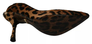 Braune Leopard Ponyfell High Heels Pumps Schuhe