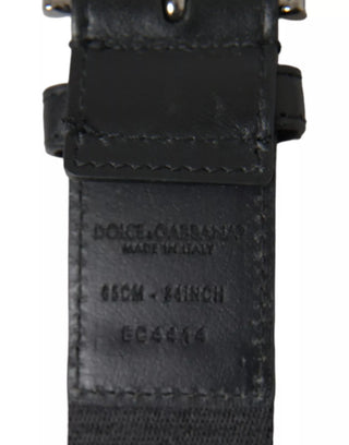 Schwarzer blauer Logo-Gürtel mit silberner Metallschnalle