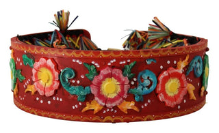 Mehrfarbiger floraler Carretto-Gürtel mit breiter Taille