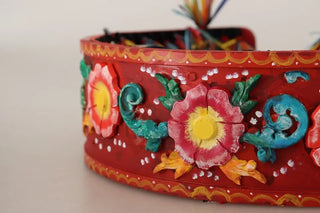 Mehrfarbiger floraler Carretto-Gürtel mit breiter Taille