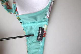 Top de bikini de playa con estampado floral verde menta
