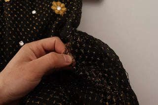 Schwarzes Maxiballkleid mit floralen Kristallen