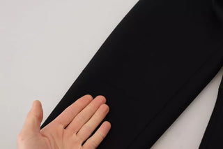 Baumwolle Schwarz Langärmeliges A-Linien-Minikleid