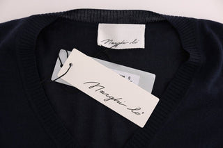 Blaues Strickkleid mit langen Ärmeln