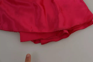 Vestido midi fucsia ajustado de un solo hombro