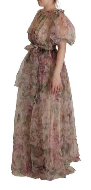 Langes Maxikleid mit mehrfarbigem Blumendruck