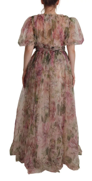Langes Maxikleid mit mehrfarbigem Blumendruck