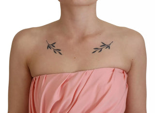 Pinkes trägerloses figurbetontes Midi-Kleid aus Stretch-Seide