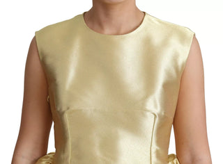 Vestido tul sin mangas dorado de poliéster línea A