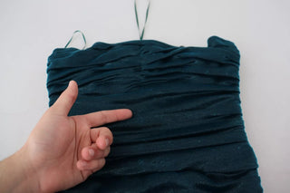 Seidenmischung blaues Satin figurbetontes trägerloses Kleid
