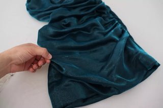 Seidenmischung blaues Satin figurbetontes trägerloses Kleid