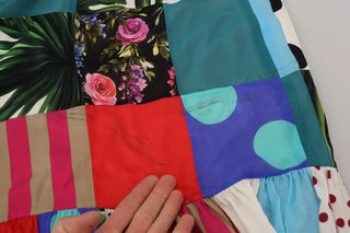 Seiden-Patchwork-Maxikleid in mehreren Farben
