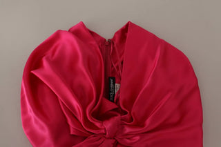 Seidenrosa enganliegendes One-Shoulder-Midikleid