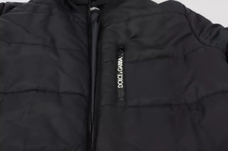 Schwarzer Nylon-Kapuzenparka Winterjacke