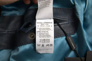 Blouson-Lederjacke mit durchgehendem Reißverschluss und Biker-Stil in Blau