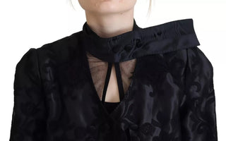 Schwarzes Korsett aus durchsichtiger Spitze mit Organza-Seidenjacke