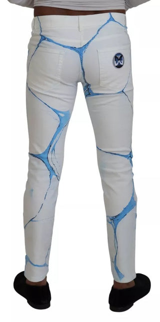 Weiße blaue Baumwoll-Skinny-Denim-Jeans